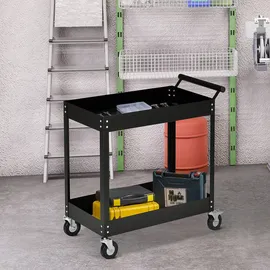 DURHAND Werkstattwagen Metall 84,5x38x84,5 cm Schwarz unbestückt