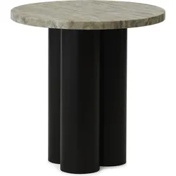 Dit Travertine Silver Tischchen auf braunen Beinen