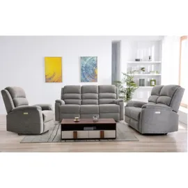vente-unique Relaxsofa elektrisch 3-Sitzer - Stoff - Anthrazit - NEVERS