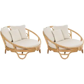 Beliani Sonneninsel 2er Set Loungemöbel beige