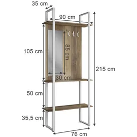 Vicco Garderobenschrank Livi 90 x 215 cm Weiß
