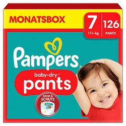 Pampers® Windeln Monatsbox baby-dryTM pants Größe Gr.7 (17+ kg) für Kids und Teens (4-12 Jahre), 126 St.