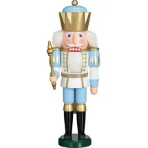 Seiffener Volkskunst Nussknacker König 40 cm blau/weiß