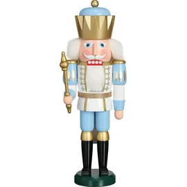 Seiffener Volkskunst Nussknacker König 40 cm blau/weiß
