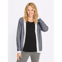 Sieh an! Strickjacke in Dunkelblau-Ecru-gemustert 52