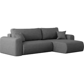 kaiser möbel Ecksofa mit Schlaffunktion und Stauraum für Bettzeug, L-förmiges ,Capri Stoff Verita Rechts Stahl