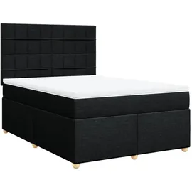 vidaXL Boxspringbett mit Matratze Schwarz 140x200 cm Stoff