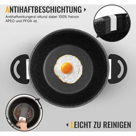 Homelux Topfset mit Glasdeckel, Induktions Töpfe Set Antihaftbeschichtung, Spülmaschinenfest