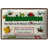 Roomando Insektenwiese Blechschild | Bienen, Hummeln und Co. | Bitte nicht betreten | 40 cm x 30 cm
