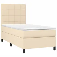 VidaXL Boxspringbett mit Matratze Creme 100x200 cm Stoff