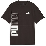 PUMA Herren Power Colorblock Tee T-Shirt, Schwarz-Schwarz