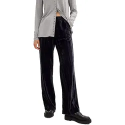 Damen Samt-Hose nachhaltige Stoff-Hose knöchellange Freizeit-Hose 931114 Schwarz - 