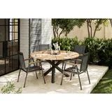 Ambia Garden Gartentisch Teakholz, Natur, Holz, Metall, Teakholz, rund, 150x75x150 cm, Gartenmöbel, Gartentische, Gartentische