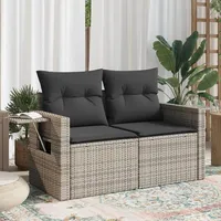 Festnight Gartensofa mit Stauraum Rattan Sofa 110 cm Balkon Sofa 2 Sitzer Lounge Sofa Outdoor Rattansofa 2er Balkon Lounge Klein Couch Gartenmöbel Gartenlounge Polyrattan Balkonmöbel