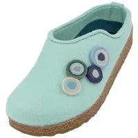 HAFLINGER Grizzly Kanon Filzpantoffel Hausschuh Filzclog Kork Pfefferminz, Gr.