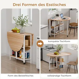 Mondeer Klapptisch 120 x 80 x 75 cm Eiche/weiß
