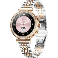 Smartwatch Damen Rund 1.27" Smart Watch Damenuhr mit Telefonfunktion Fitnessuhr Diamant Elegant Pulsuhr Menstruationszyklus Schlaftracker Schrittzähler IP68 Wasserdicht Fitnesstracker iOS Android