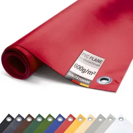 ANKO Planen PVC LKW Plane 600g/m2 mit Ösen Abdeckplane Schutzplane matt (Rot, 2,5m x 9m)