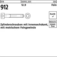 Industrial Quality Supplies DIN 912/ISO 12474 Zylinderkopf-Schaftschraube Feingewinde M12x80