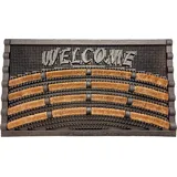 oKu-Tex Fußmatte Kokos und Gummi, Welcome Bürstenmatte mit Natur Kokosfaser, für außen und innen, rutschfeste und waschbare Schmutzfangmatte, 40 x 70 cm
