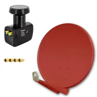 PremiumX DELUXE100 SAT Anlage 100cm Alu Rot Twin LNB