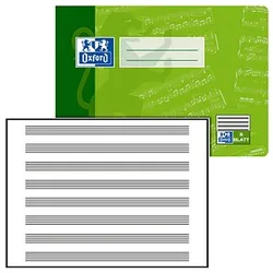 OXFORD Notenheft ohne Hilfslinien Lineatur 14 Notenlineatur DIN A5 ohne Rand, 8 Blatt