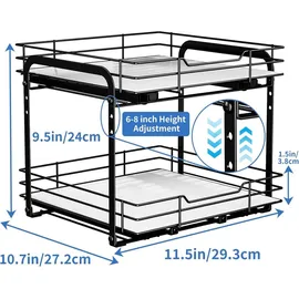 ZDDLOINP Gewürzregal Ausziehbar 2 Etagen 0 x 0 x 0 cm Schwarz