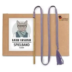 Kater Kasimir Spielangel für Katzen, mit flieder-farbenem Baumwollband und Buchenholzstab