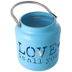 LED Windlicht mit dem Slogan Love is all you need, die LED Laterne, der Kerzenhalter rund, mit 2 Batterien