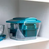 Genius Nicer Dicer Chef Professional Deluxe Gemüseschneider manuell 39-tlg Gemüsehobel mit 5.2L Behälter und 2.8L Glassschüssel Deckel Spiralsc...