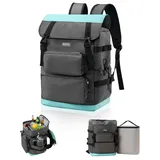 Odoland 2 in 1 Kühlrucksack - Separat Nutzbare Kühltasche 9L und 26L Hauptfach, 10 Stunden Kältehaltung, Auslaufsicher, Wasserdicht, Isolierter Picknickrucksack für Einkaufen, Camping, Strand, Arbeit