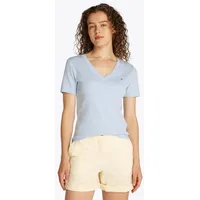 Tommy Hilfiger Damen T-Shirt Kurzarm New Slim Cody V-Ausschnitt,