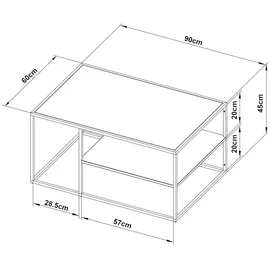 [en.casa] Couchtisch Solund Lila Metall 90 x 45 x 60 cm