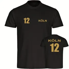 multifanshop Kinder T-Shirt - Köln - Trikot Nummer 12 gold - Druck gold metallic - Kind