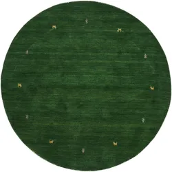Wollteppich CARPETFINE "Gabbeh Uni", grün, H:15mm Ø:150cm, Wolle, Teppiche, reine Wolle handgewebt, Gabbeh Tiermotiv warmes Raumklima viele Größen
