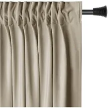 AmeliaHome Gardine Kräuselband 140x245 cm Vorhang Beige Verdunkelnd Einfarbig Muster Samt Textil Multifunktionsband mit Raffhalter Wohnzimmer Schlafzimmer - Beige