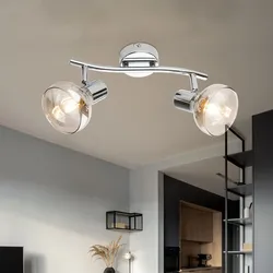 Decken Lampe Leuchte Beleuchtung Metall Chrom Glas Spots Beweglich Schlaf Zimmer