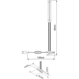 GLOBO LED-Klemmstrahler mattschwarz transparent Metall, Kunststoff B/H/T: ca. 45x47x41 cm 1 Brennstellen - Mattschwarz, Transparent