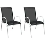 vidaXL Stapelbare Gartenstühle 65 x 68 x 88 cm schwarz 2 St.