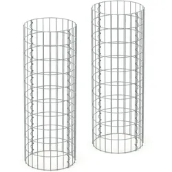 ECD Germany 2er Set Gabione Gabionenkorb Drahtkorb Steinkorb Sichtschutz Säule Ø 35 x 100 cm