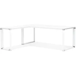 Kadima Design Winkelschreibtisch 200x200cm | L-Form xl-Arbeitsfläche modern minimalistisch | Melaminholz | weißer Computertisch
