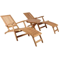 Deckchair Yacht Teak und Tisch Burton Teak-KOMPLETTSET
