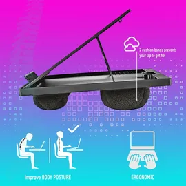 ngs LAPNEST - Multifunktionaler und ergonomischer Laptopständer für bis zu 15,6" mit gepolsterter Basis, verstellbar in 8 Höhenstufen