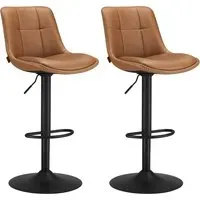 VASAGLE Barhocker 2er Set mit Rückenlehne karamellbraun
