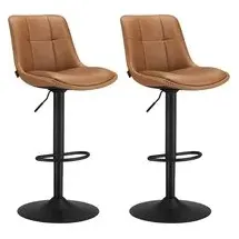 VASAGLE Barhocker 2er Set mit Rückenlehne karamellbraun