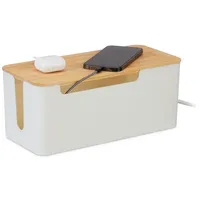 Relaxdays Kabelbox 13 x 31 x 14 cm 1-tlg. Weiß/Bronze
