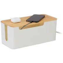 Relaxdays Kabelbox 13 x 31 x 14 cm 1-tlg. Weiß/Bronze