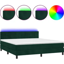 vidaXL Boxspringbett mit Matratze & LED Dunkelgrün 180x200 cm Samt