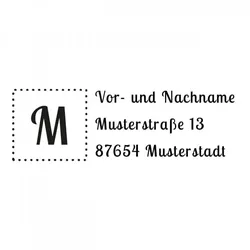 Monogrammstempel - Buchstabenstempel & Adresse mit gerahmten Initialen
