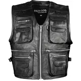 PAULGOS Motorradweste Lederweste Biker Kutte Clubweste Chopper Weste 100% Echtleder - BW11 schwarz XXL